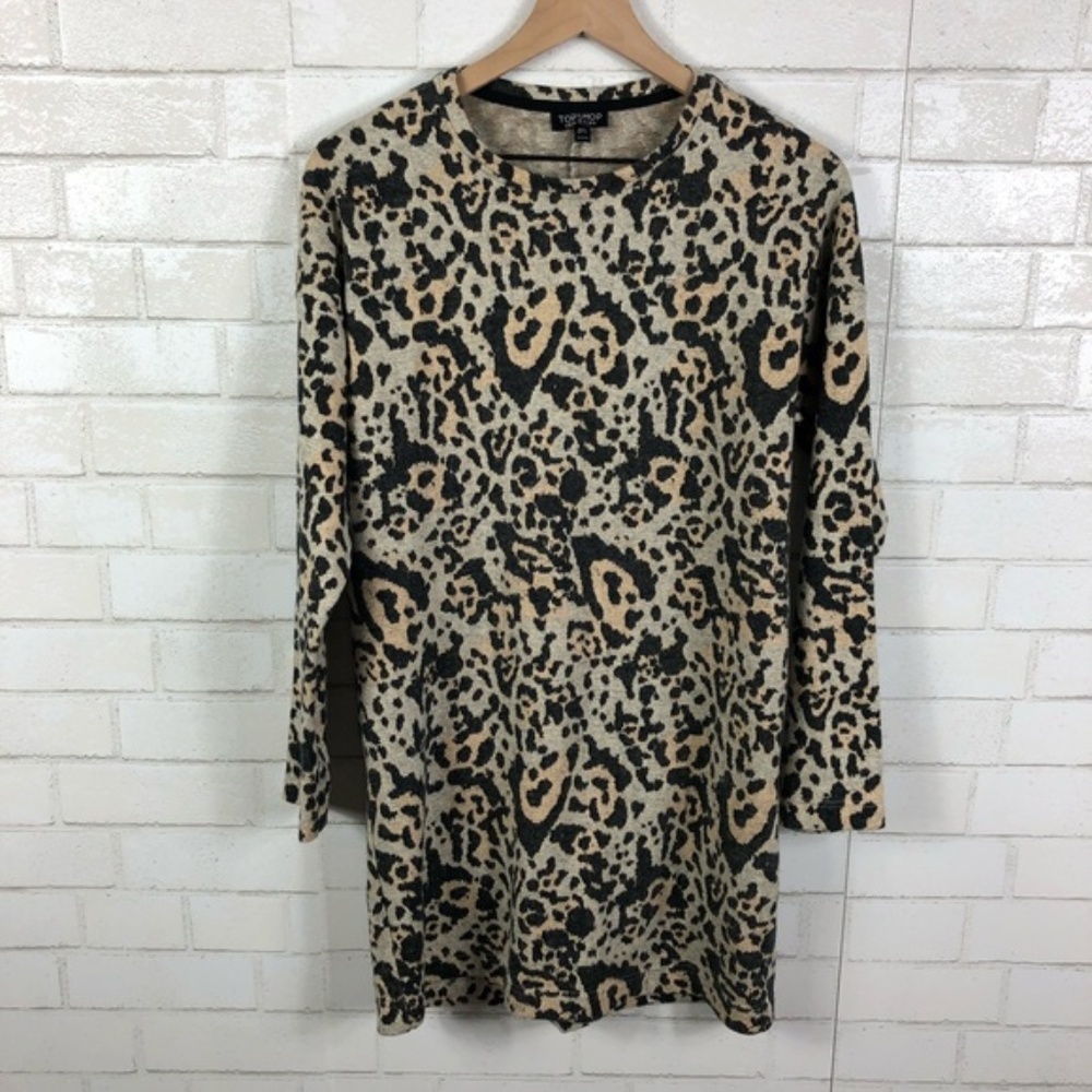 Topshop Leopard Print Sweater Dress